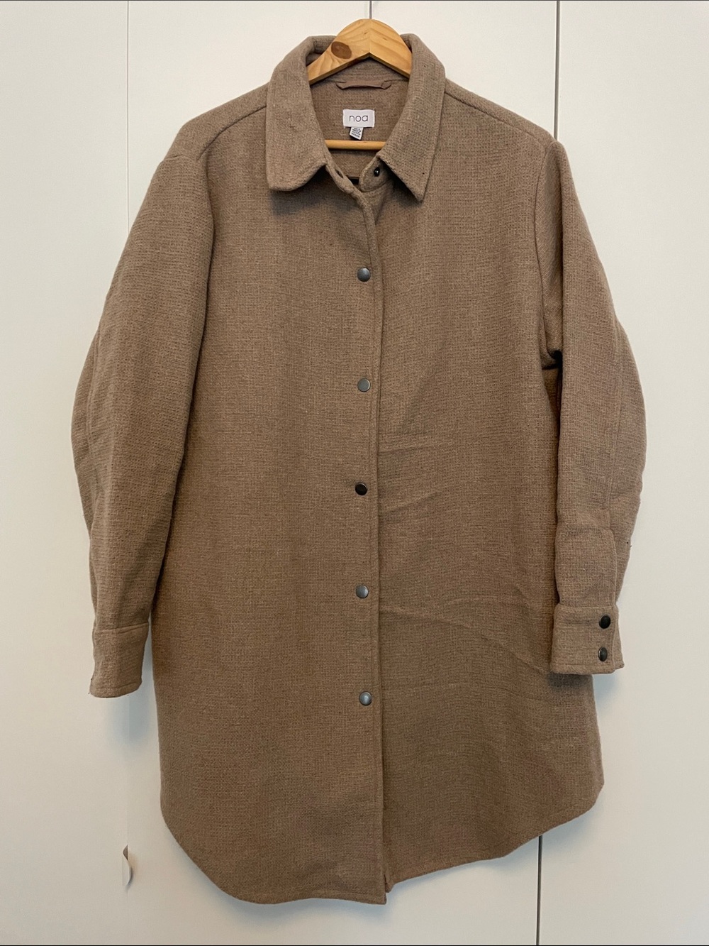 Noa Oversized Tan Trench Coat with Snap Front